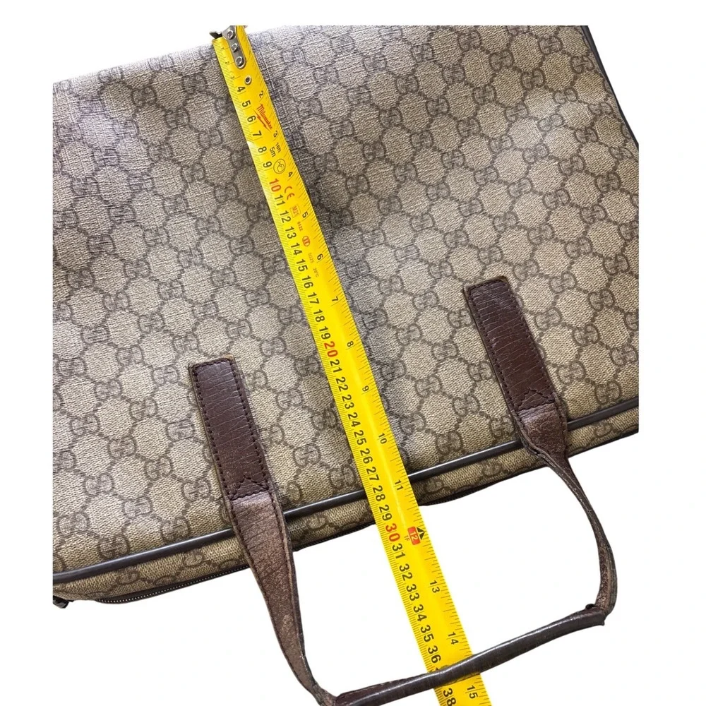 Gucci GG Supreme Briefcase Brown Leather Laptop Bag 28723 486628 Vintage